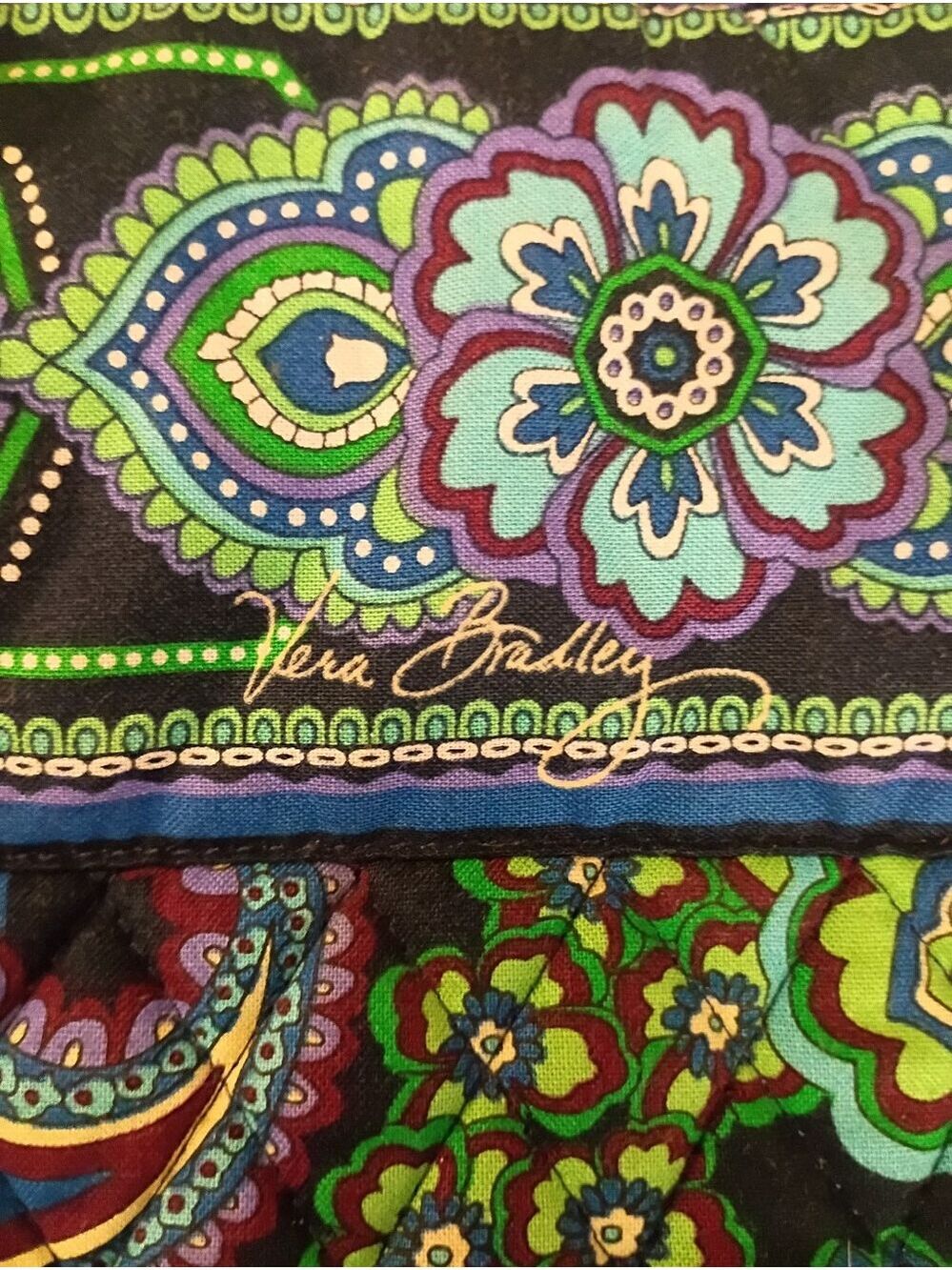 Vera Bradley Blue Rhapsody Retired Quilted Tote Shoulder Bag Floral Blue Green - Picture 10 of 10